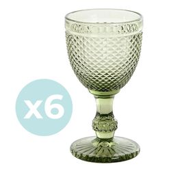 Set of 6 water glasses, 6 wine glasses, and 6 tumblers in green | Da Gama