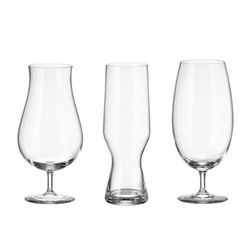 Set of 6 transparent crystal beer glasses | Golden Prague