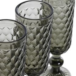 Set med 6 champagneglas i grå kristall, 7 x 7 x 20 cm | Havssidan