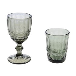 Set of 6 grey glass cups, 8 x 8 x 15 cm | Grise