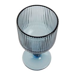 Set of 6 crystal wine glasses in blue, Ø 8 x 14 cm | lines