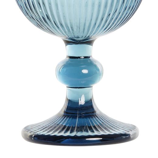 Set of 6 crystal wine glasses in blue, Ø 8 x 14 cm | lines