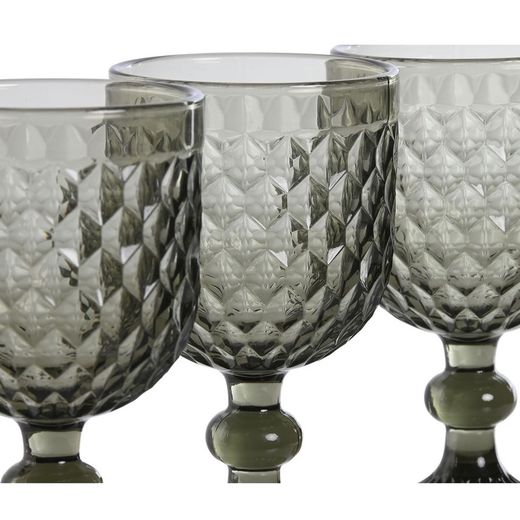 Set of 6 crystal wine glasses in gray, 8 x 8 x 15.5 cm | Sea Side