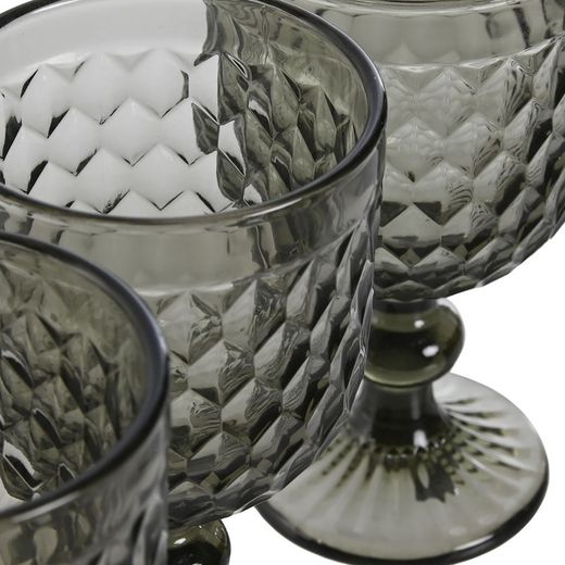 Set of 6 crystal wine glasses in gray, 8 x 8 x 15.5 cm | Sea Side