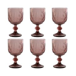 Set of 6 water glasses, 6 wine glasses, and 6 flute glasses in pink | Striped