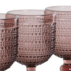 Set of 6 crystal wine glasses in pink, 8 x 8 x 15.5 cm | Bubbles