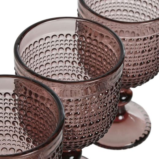 Set of 6 crystal wine glasses in pink, 8 x 8 x 15.5 cm | Bubbles