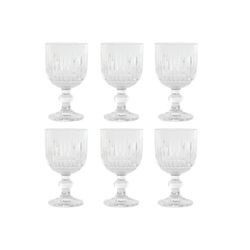 Set of 6 crystal wine glasses in clear, 8 x 8 x 14.5 cm | Striped