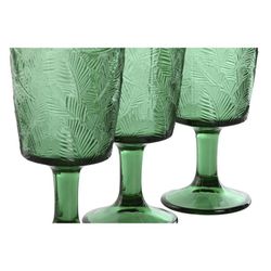 Set of 6 crystal wine glasses in green, 8 x 8 x 15.5 cm | Leaves