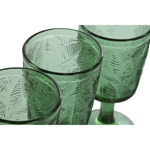 Set of 6 crystal wine glasses in green, 8 x 8 x 15.5 cm | Leaves