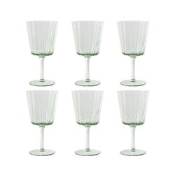 Set de 6 copas de agua, 6 copas de vino y 6 copas flauta de cristal en verde | Bubbles Garbo