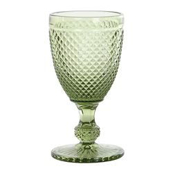 Set of 6 crystal wine glasses in green, Ø 8 x 15.5 cm | Da Gama