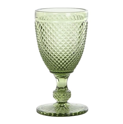 Set of 6 crystal wine glasses in green, Ø 8 x 15.5 cm | Da Gama