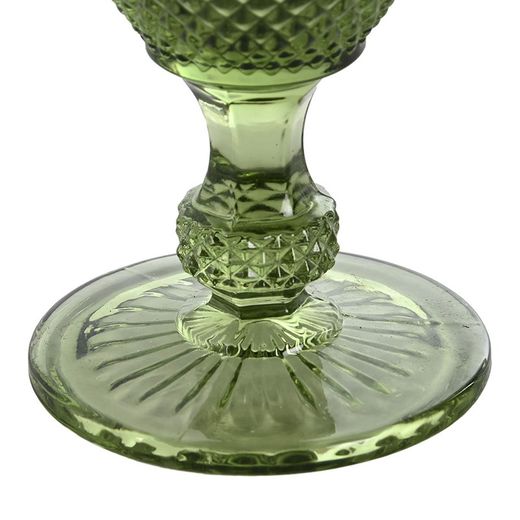 Set of 6 crystal wine glasses in green, Ø 8 x 15.5 cm | Da Gama