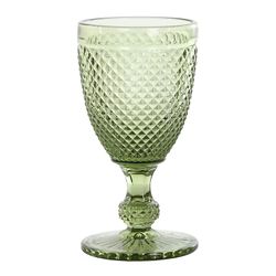Set of 6 crystal wine glasses in green, Ø 8 x 15.5 cm | Da Gama