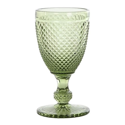 Set of 6 crystal wine glasses in green, Ø 8 x 15.5 cm | Da Gama
