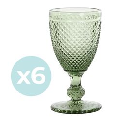 Set of 6 crystal wine glasses in green, Ø 8 x 15.5 cm | Da Gama