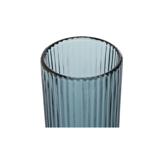 Set of 6 crystal flute glasses in blue, 6 x 6 x 18.5 cm | Lines