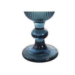 Set of 6 crystal flute glasses in blue, 6 x 6 x 18.5 cm | Lines