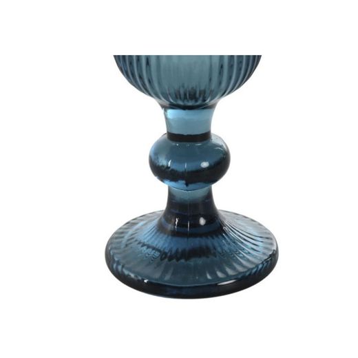 Set of 6 crystal flute glasses in blue, 6 x 6 x 18.5 cm | Lines