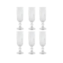 Set di 6 calici flute in cristallo trasparente, 6 x 6 x 18,5 cm | A strisce