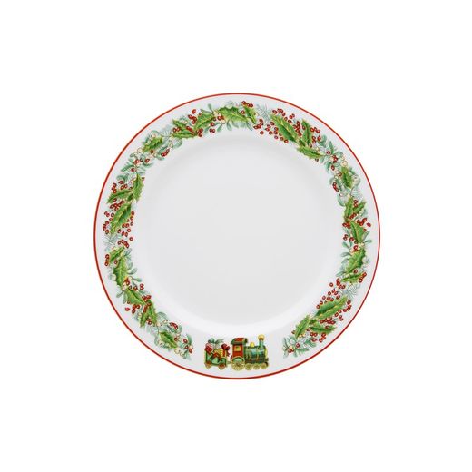 18-piece porcelain dinnerware in green and red | christmas magic