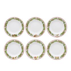 Set of 6 white, green and red porcelain soup plates, Ø 22.8 x 3.6 cm | christmas magic