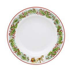Set of 6 white, green and red porcelain soup plates, Ø 22.8 x 3.6 cm | christmas magic
