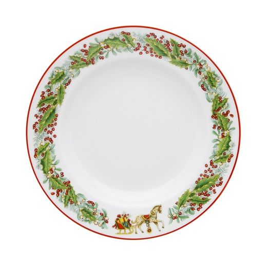 18-piece porcelain dinnerware in green and red | christmas magic