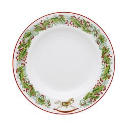 Set of 6 white, green and red porcelain soup plates, Ø 22.8 x 3.6 cm | christmas magic