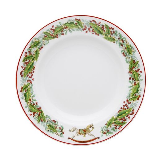 18-piece porcelain dinnerware in green and red | christmas magic
