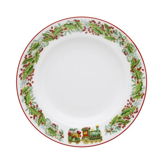 18-piece porcelain dinnerware in green and red | christmas magic