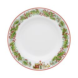 Set of 6 white, green and red porcelain soup plates, Ø 22.8 x 3.6 cm | christmas magic