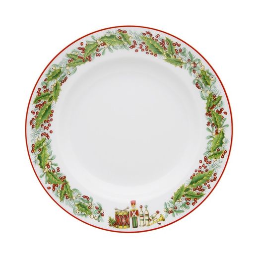 18-piece porcelain dinnerware in green and red | christmas magic