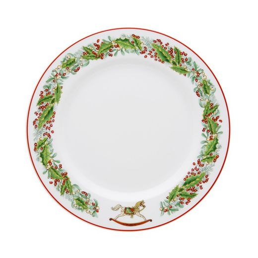 18-piece porcelain dinnerware in green and red | christmas magic