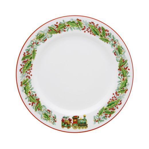18-piece porcelain dinnerware in green and red | christmas magic