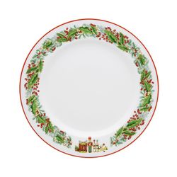 18-piece porcelain dinnerware in green and red | christmas magic