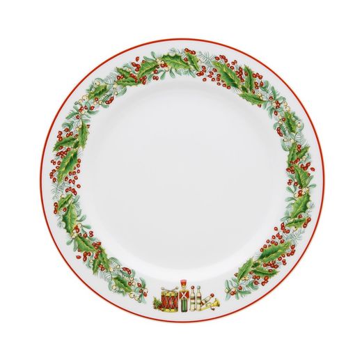 18-piece porcelain dinnerware in green and red | christmas magic