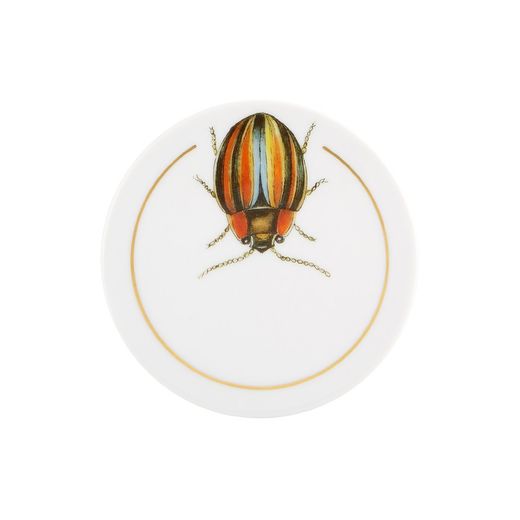 Set of 6 multicolored porcelain coasters, Ø 8.7 x 0.5 cm | insects