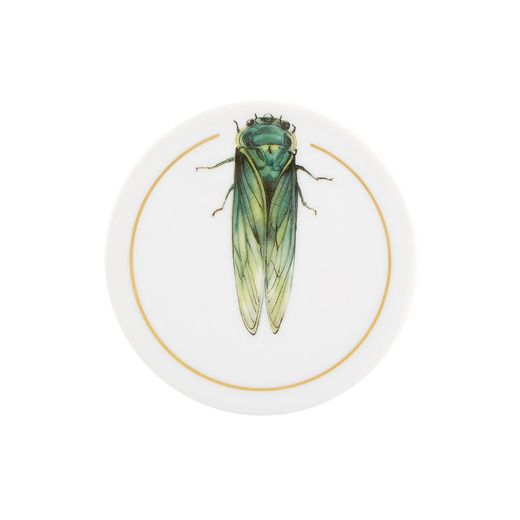 Set of 6 multicolored porcelain coasters, Ø 8.7 x 0.5 cm | insects