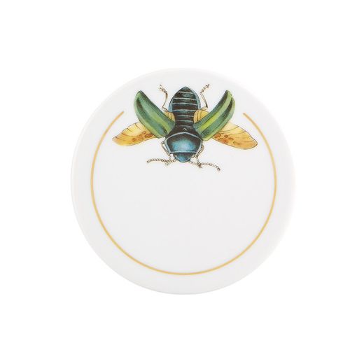 Set of 6 multicolored porcelain coasters, Ø 8.7 x 0.5 cm | insects
