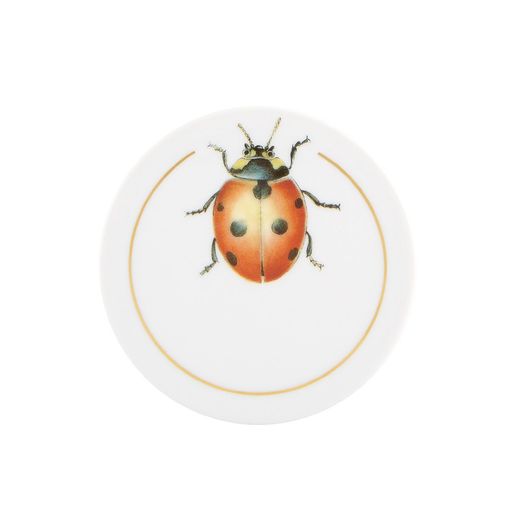 Set of 6 multicolored porcelain coasters, Ø 8.7 x 0.5 cm | insects