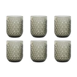 Set of 6 glass glasses in gray, 8 x 8 x 10 cm | Sea Side
