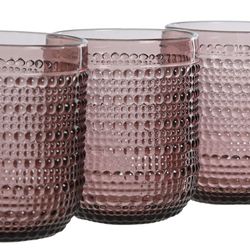 Set of 6 glass glasses in pink, 8 x 8 x 10 cm | Bubbles