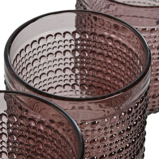 Set of 6 glass glasses in pink, 8 x 8 x 10 cm | Bubbles