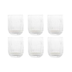 Set of 6 clear glass tumblers, 7.5 x 7.5 x 9.5 cm | Striped
