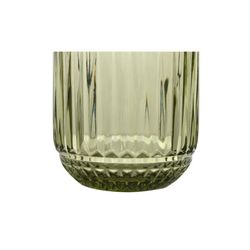 Set of 6 glass tumblers in green, 7.5 x 7.5 x 9.5 cm | Striped