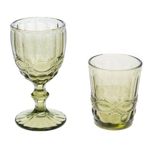 Set of 6 green glass tumblers, 8 x 8 x 10 cm | Vert