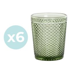 Set of 6 water glasses, 6 wine glasses, and 6 tumblers in green | Da Gama