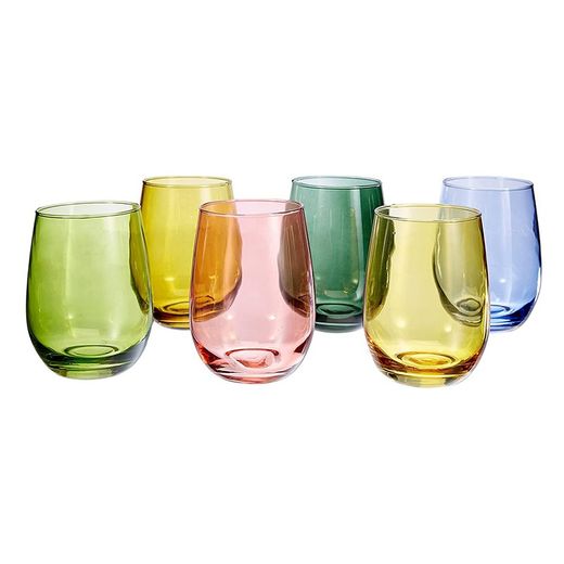 Lot de 6 verres en verre multicolores, Ø 8 x 11,5 cm | Tulipe